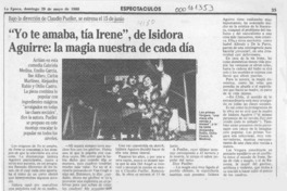 "Yo te amaba, tía Irene", de Isidora Aguirre, la magia nuestra de cada día  [artículo].