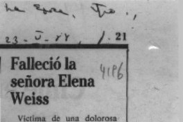 Falleció la señora Elena Waiss  [artículo].
