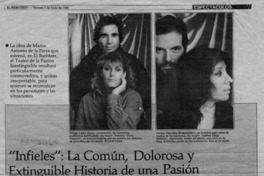 "Infieles", la común, dolorosa y extinguible historia de una pasión  [artículo] Ana Josefa Silva V.
