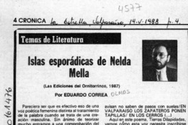 Islas esporádicas de Nelda Mella  [artículo] Eduardo Correa.