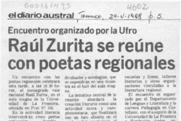 Raúl Zurita se reúne con poetas regionales  [artículo].