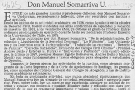 Don Manuel Somarriva U.  [artículo] Sergio Carrasco D.
