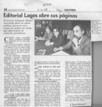 Editorial Logos abre sus páginas  [artículo] Samuel Valenzuela Y.