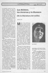 Los búfalos, los jerarcas y la huesera (De la literatura del exilio)  [artículo] Agata Gligo.