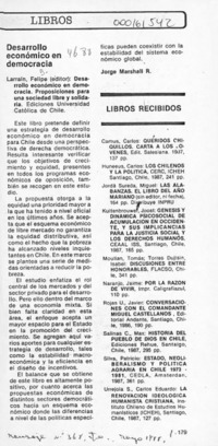 Desarrollo económico en democracia  [artículo] Jorge Marshall R.