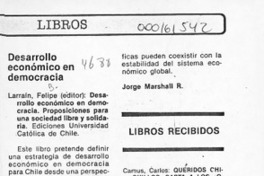 Desarrollo económico en democracia  [artículo] Jorge Marshall R.