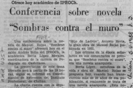 Conferencia sobre novela "Sombras contra el muro"