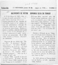 Nacimiento de Víctor Domingo Silva en Tongoy  [artículo].