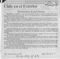 Declaraciones de José Donoso  [artículo].