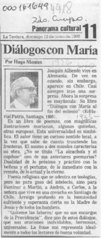 Diálogos con María  [artículo] Hugo Montes.