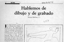 Hablemos de dibujo y de grabado  [artículo] Renzis Balthan.