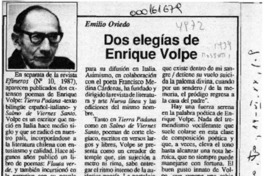 Dos elegías de Enrique Volpe  [artículo] Emilio Oviedo.