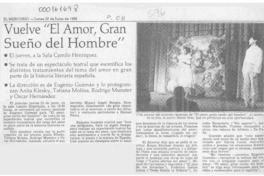 Vuelve "El amor, gran sueño del hombre"  [artículo].