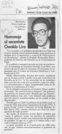 Homenaje al sacerdote Osvaldo Lira