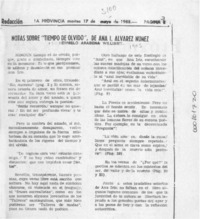 Notas sobre "Tiempo de olvido", de Ana I. Alvarez Núñez  [artículo] Hermelo Arabena Williams.