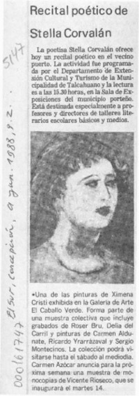 Recital poético de Stella Corvalán  [artículo].