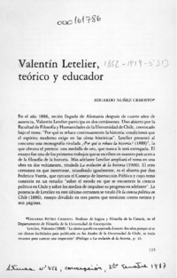 Valentín Letelier, teórico y educador  [artículo] Eduardo Núñez Crisosto.