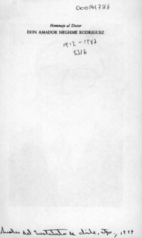 Homenaje al Doctor don Amador Neghme Rodríguez  [artículo].