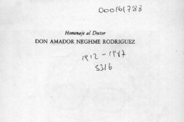 Homenaje al Doctor don Amador Neghme Rodríguez  [artículo].