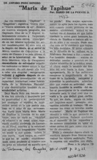 "María de Tapihue"  [artículo] Darío de la Fuente D.
