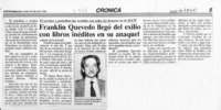 Franklin Quevedo llegó del exilio con libros inéditos en su anaquel  [artículo].