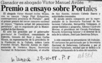 Premio a ensayo sobre Portales  [artículo].
