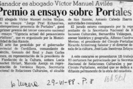 Premio a ensayo sobre Portales  [artículo].