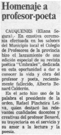 Homenaje a profesor-poeta