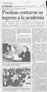 Poetisas contaron su ingreso a la Academia  [artículo] Héctor Suazo.