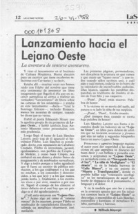 Lanzamiento hacia el Lejano Oeste  [artículo] Wilfredo Mayorga.