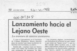 Lanzamiento hacia el Lejano Oeste  [artículo] Wilfredo Mayorga.