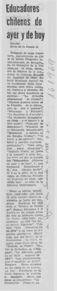 "Educadores chilenos de ayer y de hoy"