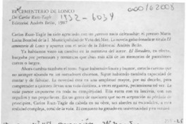 El cementerio de Lonco  [artículo] Hugo Montes.