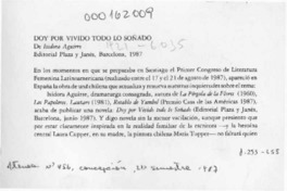 Doy por vivido todo lo soñado  [artículo] Agata Gligo.