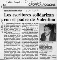 Los Escritores solidarizan con el padre de Valentina  [artículo].