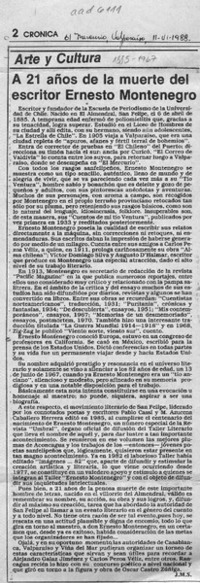 A 21 años de la muerte del escritor Ernesto Montenegro