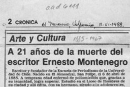 A 21 años de la muerte del escritor Ernesto Montenegro
