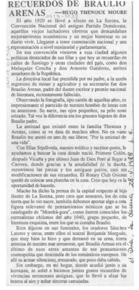 Recuerdos de Braulio Arenas  [artículo] Hugo Thénoux Moure.