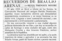 Recuerdos de Braulio Arenas  [artículo] Hugo Thénoux Moure.