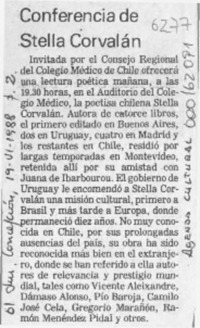 Conferencia de Stella Corvalán  [artículo].