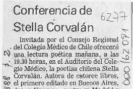 Conferencia de Stella Corvalán  [artículo].