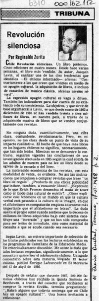 Revolución silenciosa  [artículo] Reginaldo Zurita.