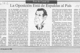 La Oposición está de espaldas al país  [artículo].