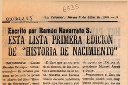 Está lista primera edición de "Historia de Nacimiento"