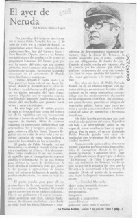 El ayer de Neruda  [artículo] Marino Muñoz Lagos.