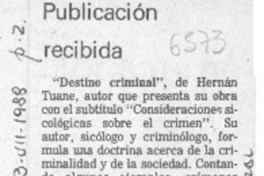 Publicación recibida  [artículo].