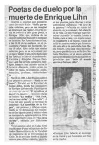 Poetas de duelo por la muerte de Enrique Lihn  [artículo].