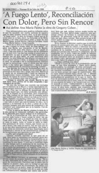 "A fuego lento", reconciliación con dolor, pero sin rencor  [artículo] S. P. de L.