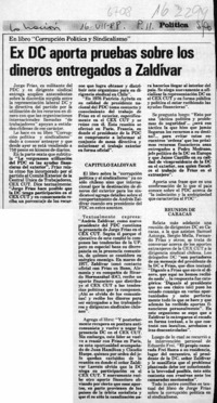 Ex DC aporta pruebas sobre los dineros entregados a Zaldívar  [artículo].