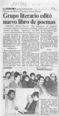 Grupo literario editó nuevo libro de poemas  [artículo] Héctor Suazo.